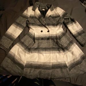 Venus black and white plaid peacoat